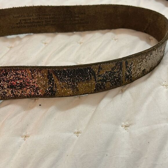 LEATHER ISLAND BY BILL LAVIS PERFECTLY DISTRESSED MEN'S leather belt size 38 - Picture 5 of 13